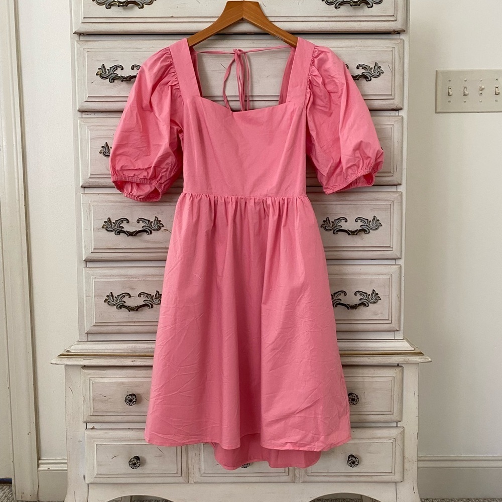 Vici Pink Puff Sleeve Square Neck Mini Dress